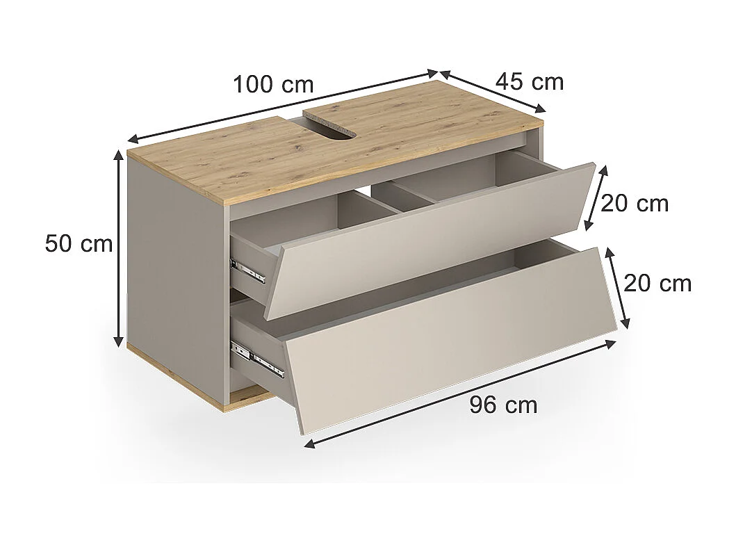 Meuble sous vasque simple cachemire 100x45x50 edelin