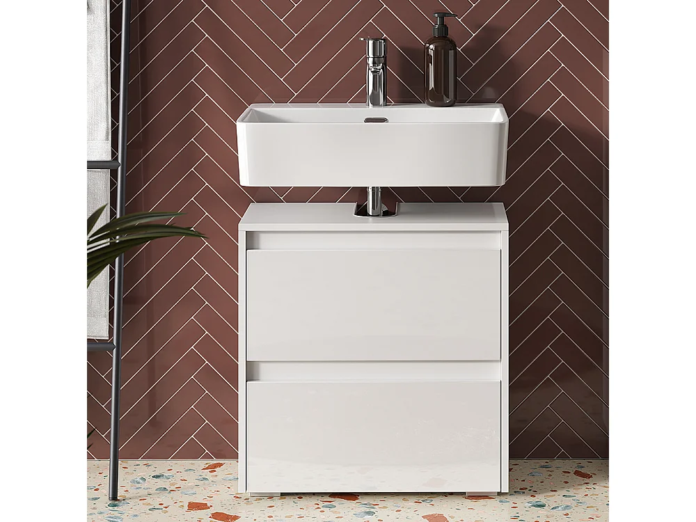 Mobile sottolavabo per bagno bianco/bianco lucido 60.1x30.1x62 majest