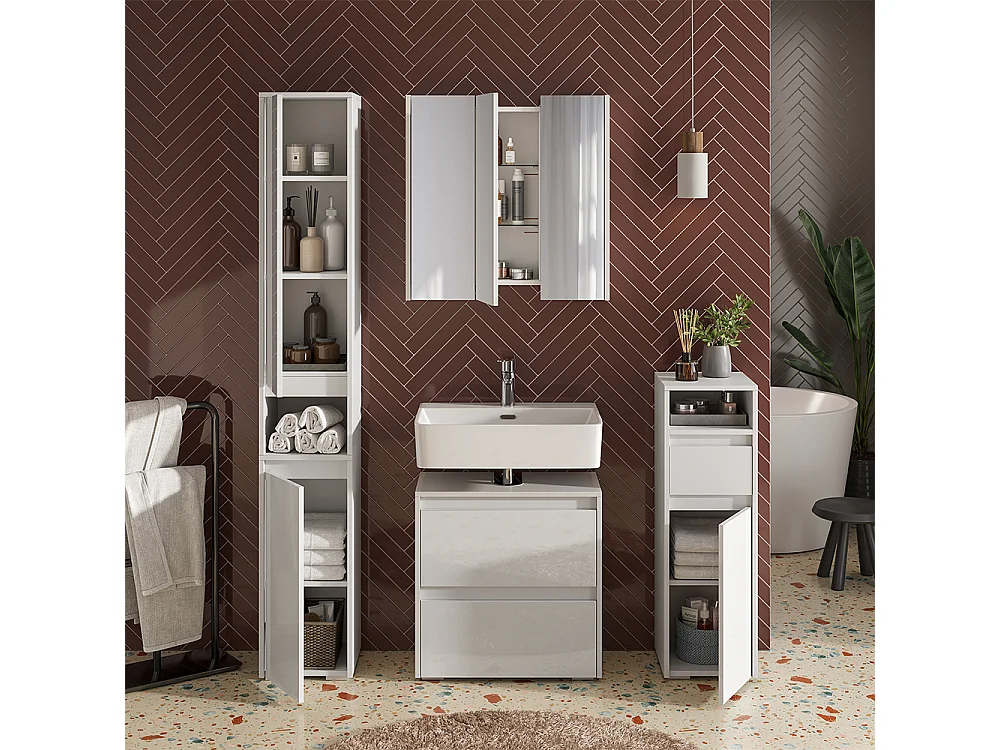 Mobile sottolavabo per bagno bianco/bianco lucido 60.1x30.1x62 majest