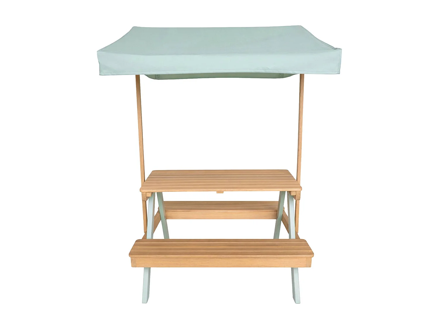 Table de pique-nique. salon de jardin enfant bois d'acacia avec parasol 2 places vert de gris - Jade
