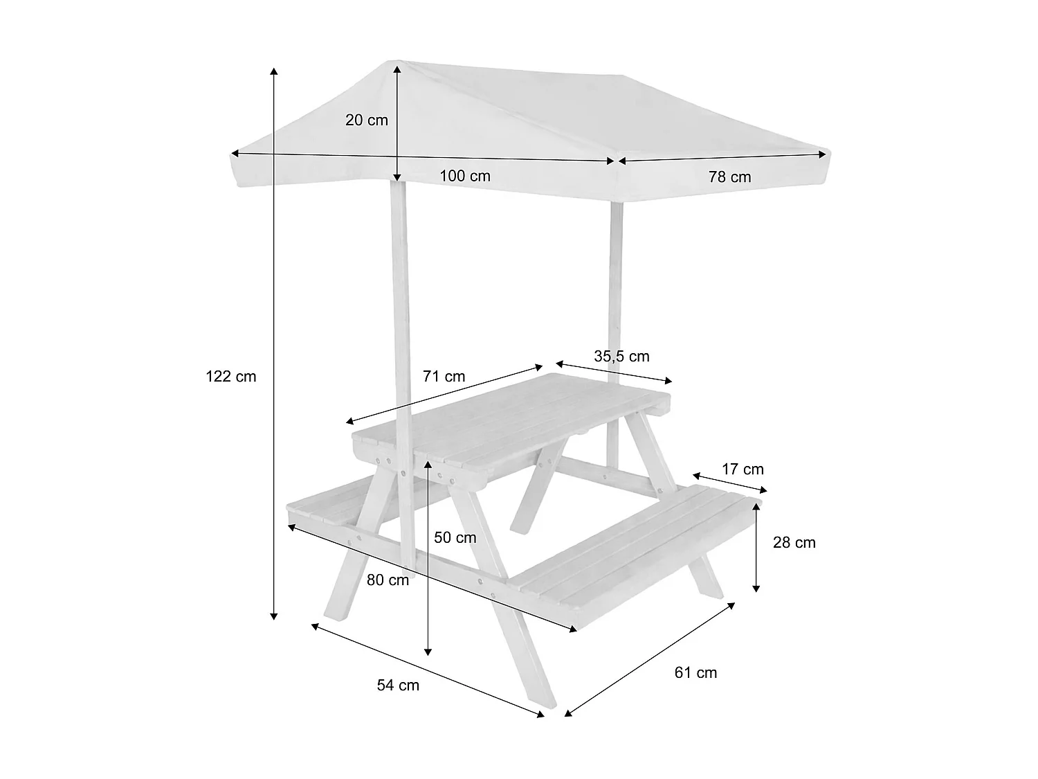 Table de pique-nique. salon de jardin enfant bois d'acacia avec parasol 2 places vert de gris - Jade