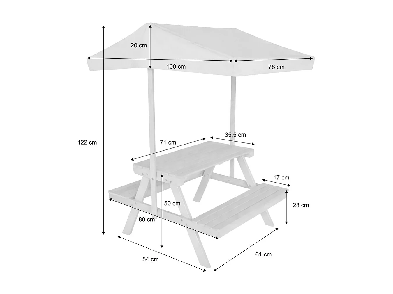 Table de pique-nique. salon de jardin enfant bois d'acacia avec parasol 2 places vert de gris - Jade