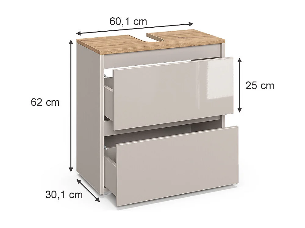 Meuble sous vasque simple cachemire/artisan 60.1x30.1x62 majest