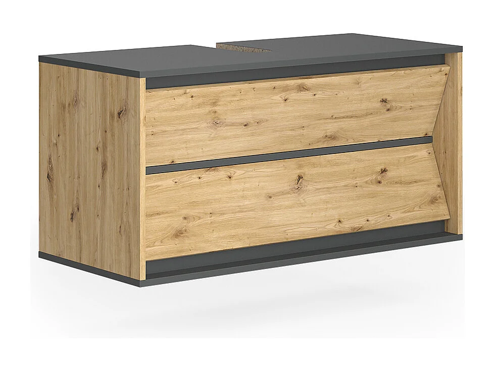 Meuble sous vasque simple anthracite/artisan 100x45x50 edelin