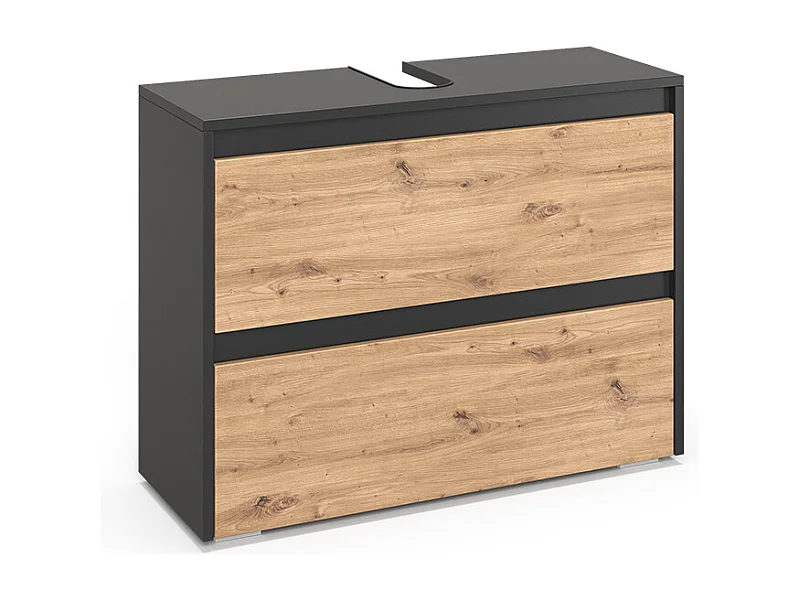 Meuble sous vasque simple anthracite/artisan 80.1x30.1x62 majest