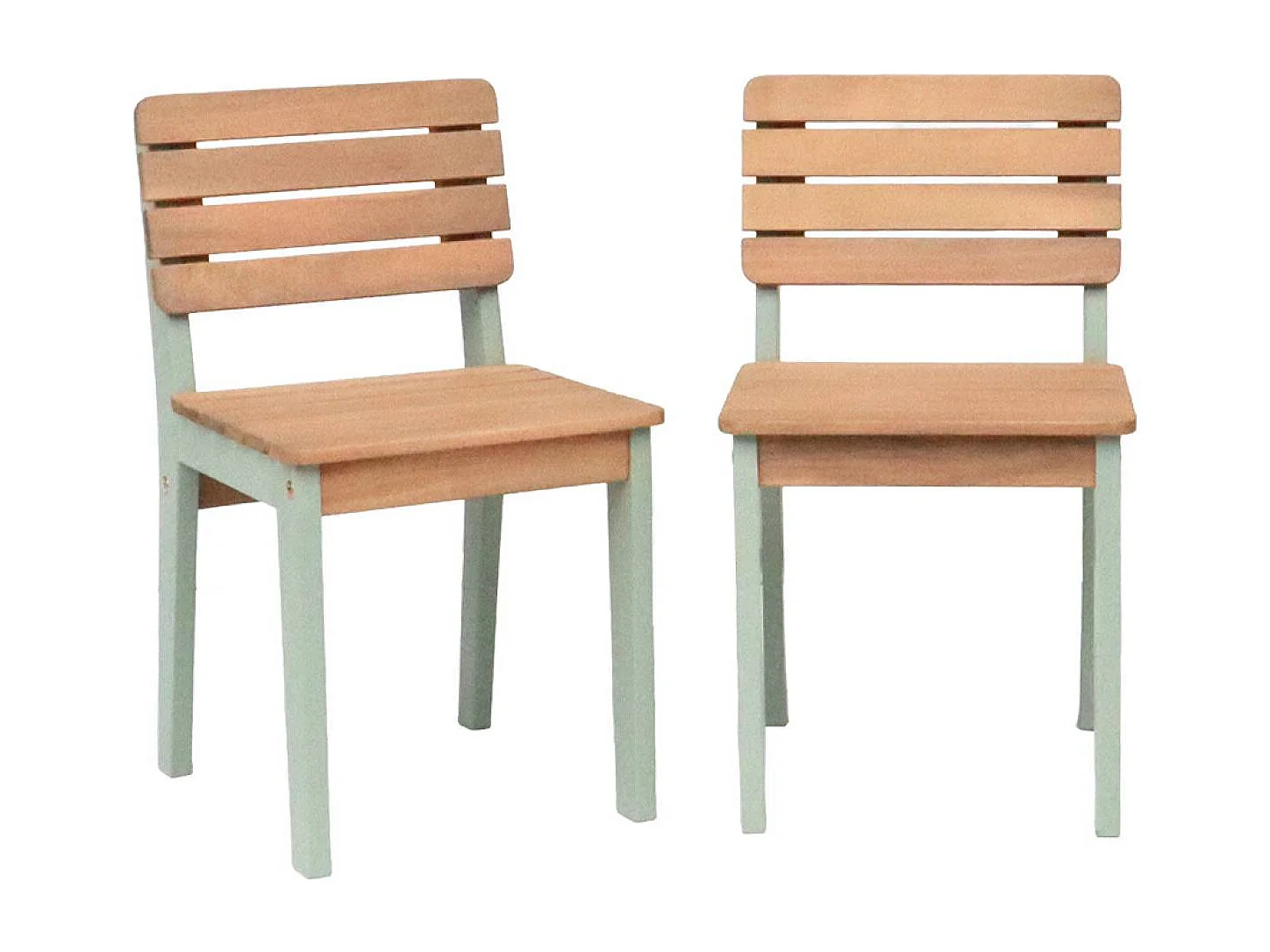 Table de jardin enfant bois d'acacia + 4 assises vert de gris - Caroline