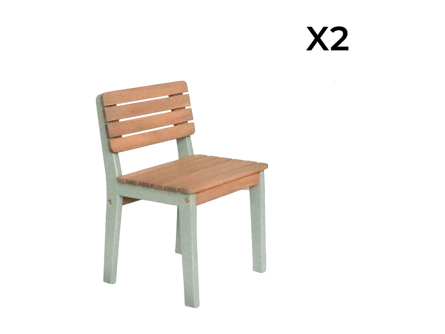 Table de jardin enfant bois d'acacia + 4 assises vert de gris - Caroline