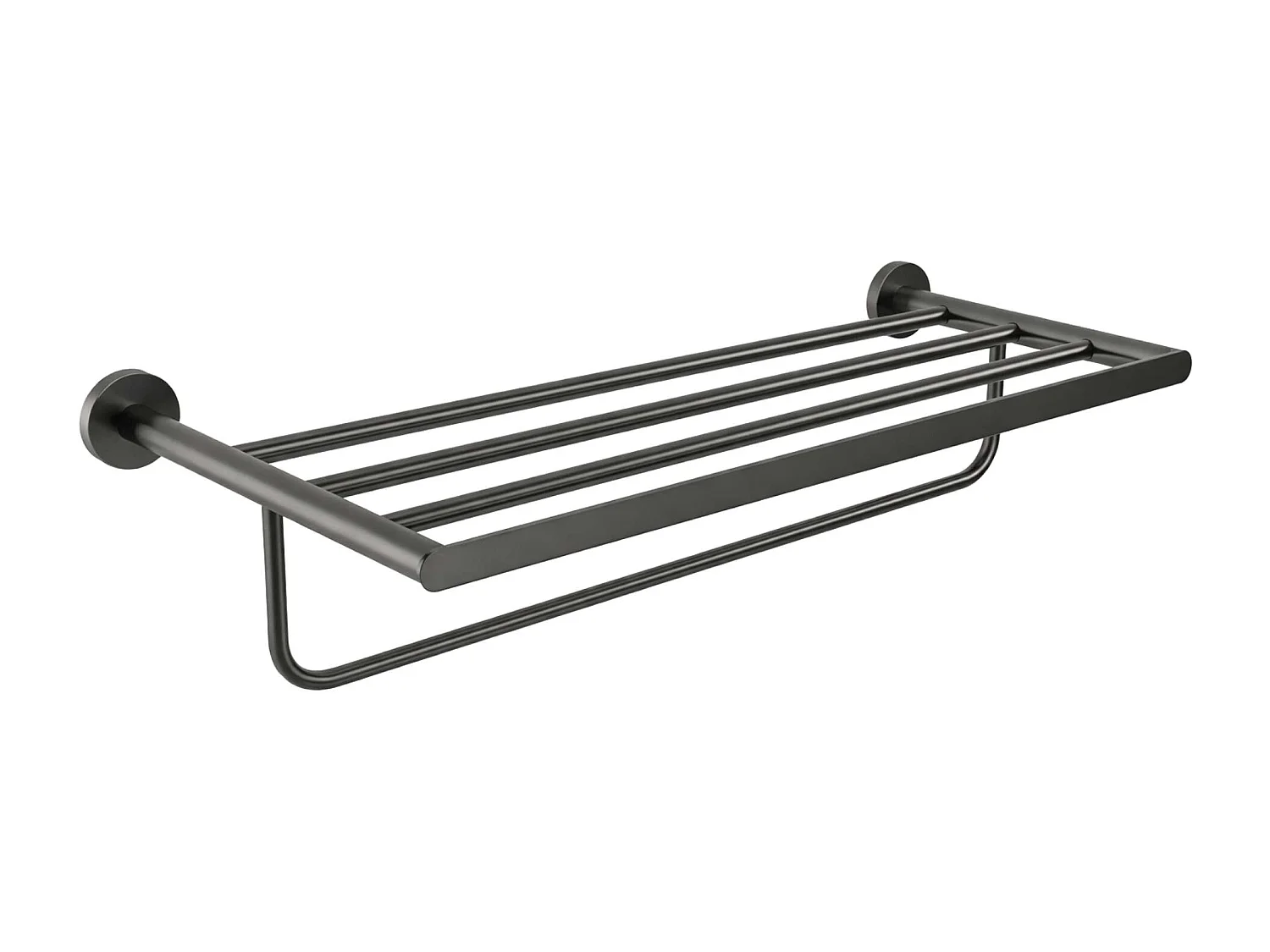 Porte serviettes salle de bain 60cm- acier inoxydable S.304 noir mat - Fixation Collée ou Vissée