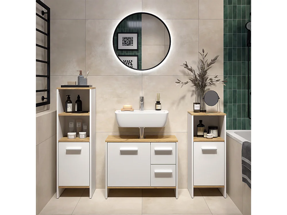 Meuble sous vasque simple chêne blanc/force de lor 70.2x27.9x57 karli