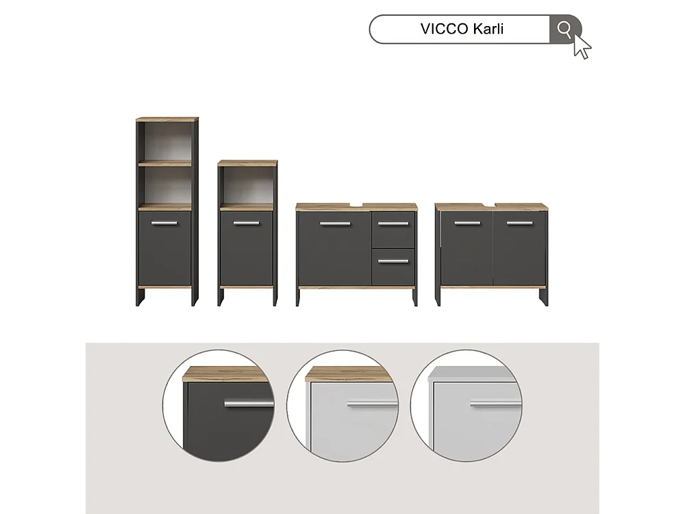 Meuble sous vasque simple chêne blanc/force de lor 70.2x27.9x57 karli