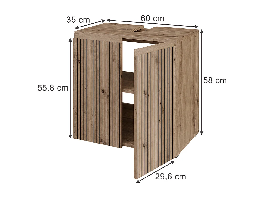 Meuble vasque simple artisan 60x35x58 takumi