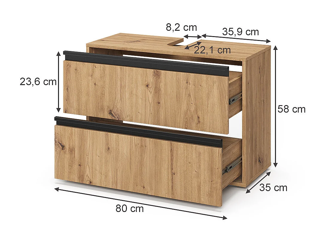 Waschbeckenunterschrank artisan 80x35x58 torren