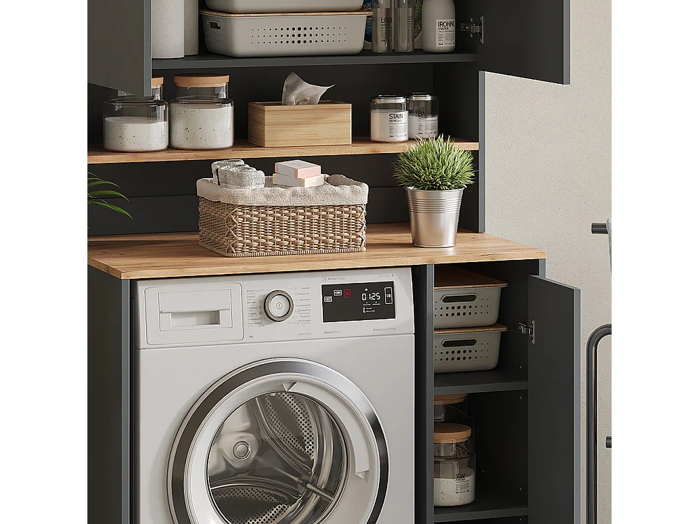 Armoire machine à laver anthracite/chêne doré 93.6x60.3x88.2 viktor