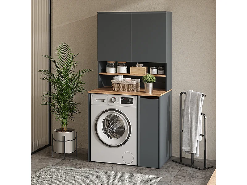 Waschmaschinenschrank anthrazit/goldkraft eiche 93.6x60.3x88.2 viktor