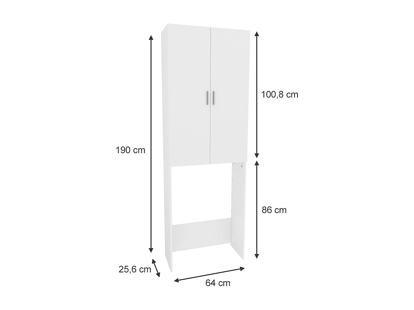 Meuble de machine à laver blanc 64x26x190 martha