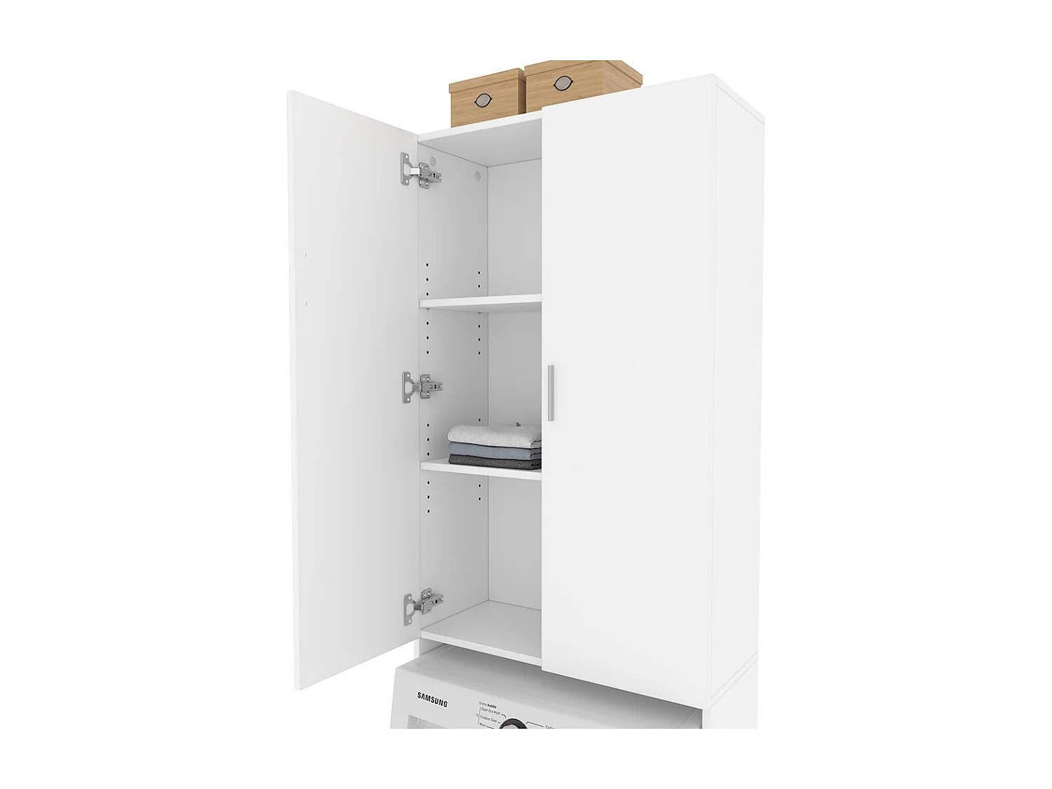 Meuble de machine à laver blanc 64x26x190 martha