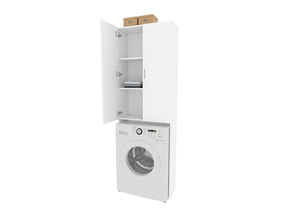 Meuble de machine à laver blanc 64x26x190 martha