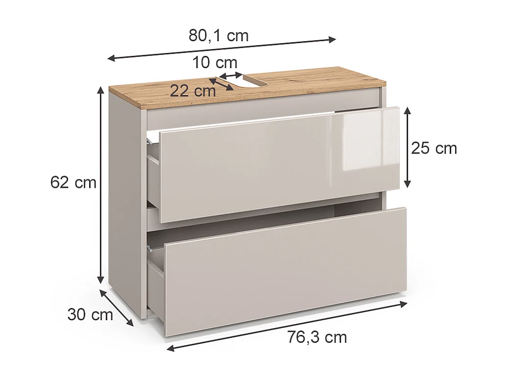 Meuble sous vasque simple cachemire/artisan 80.1x30.1x62 majest