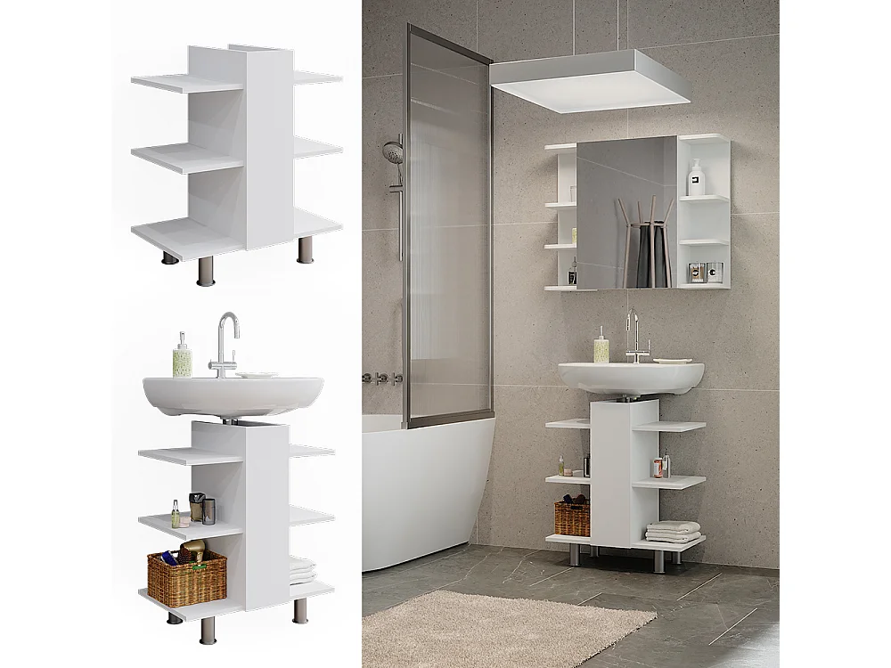 Meuble sous-lavabo blanc 60x36.6x70 fynn