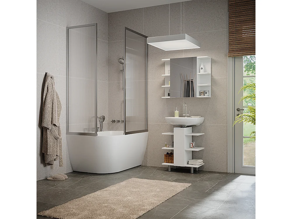 Meuble sous-lavabo blanc 60x36.6x70 fynn