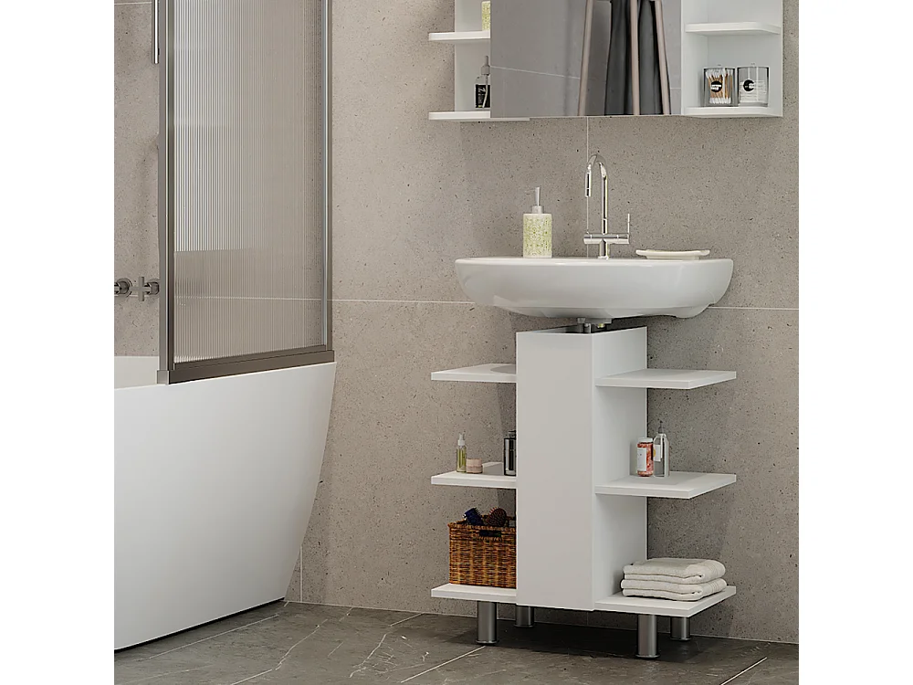 Meuble sous-lavabo blanc 60x36.6x70 fynn