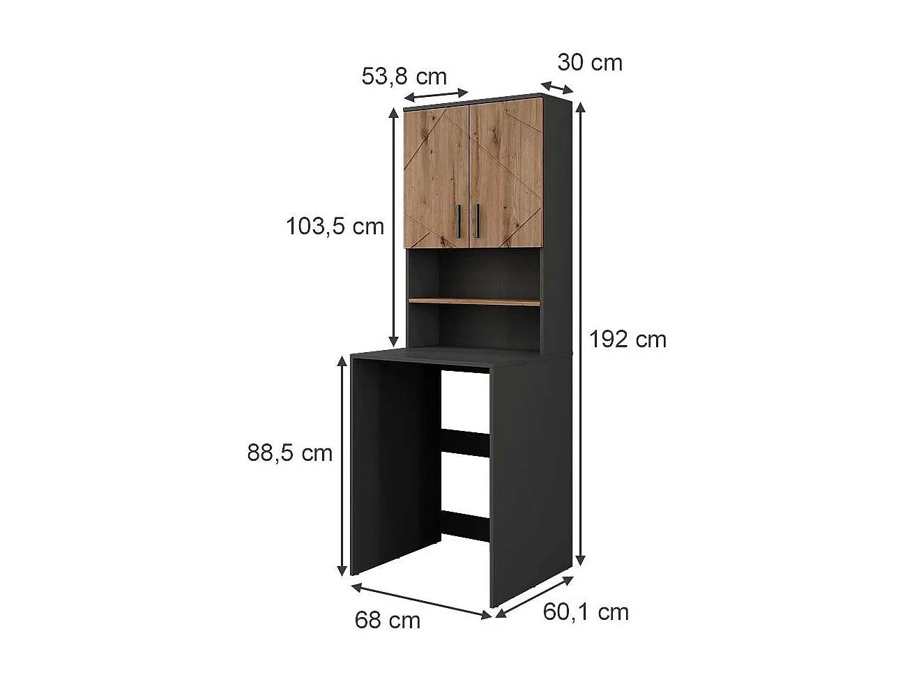 Washing machine cabinet set anthracite/golden oak 68x60.1x88.5 irma
