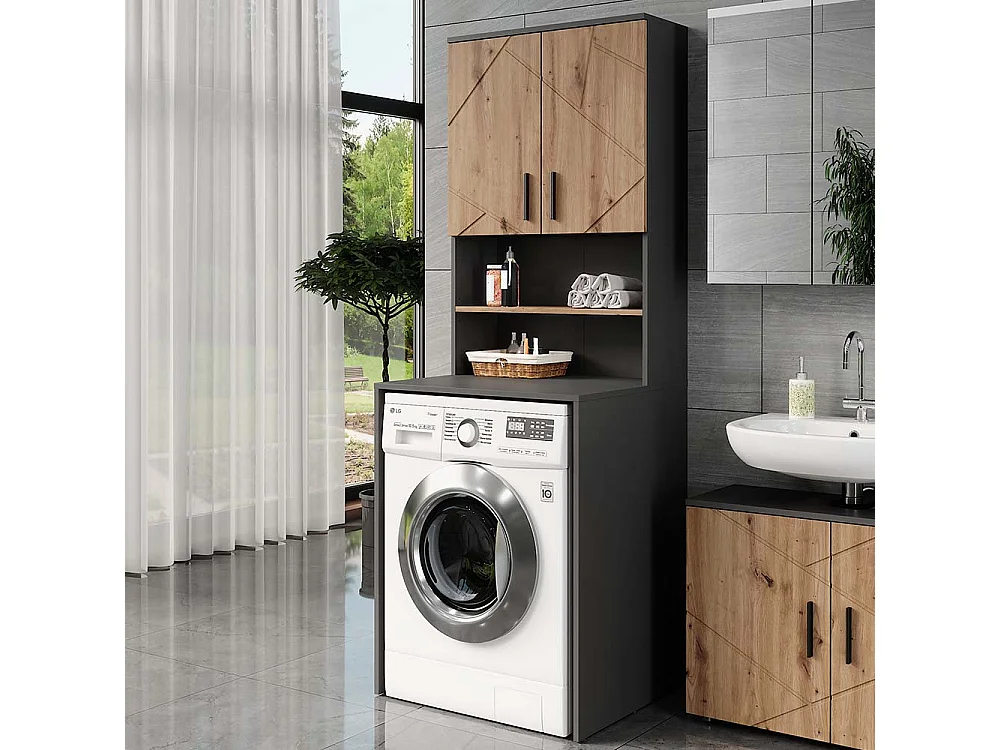 Washing machine cabinet set anthracite/golden oak 68x60.1x88.5 irma