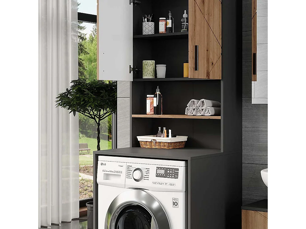 Washing machine cabinet set anthracite/golden oak 68x60.1x88.5 irma