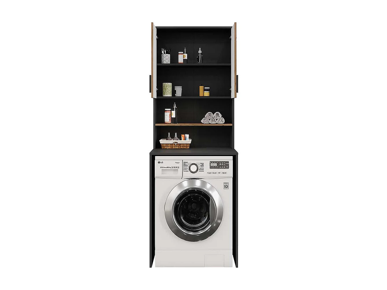 Washing machine cabinet set anthracite/golden oak 68x60.1x88.5 irma
