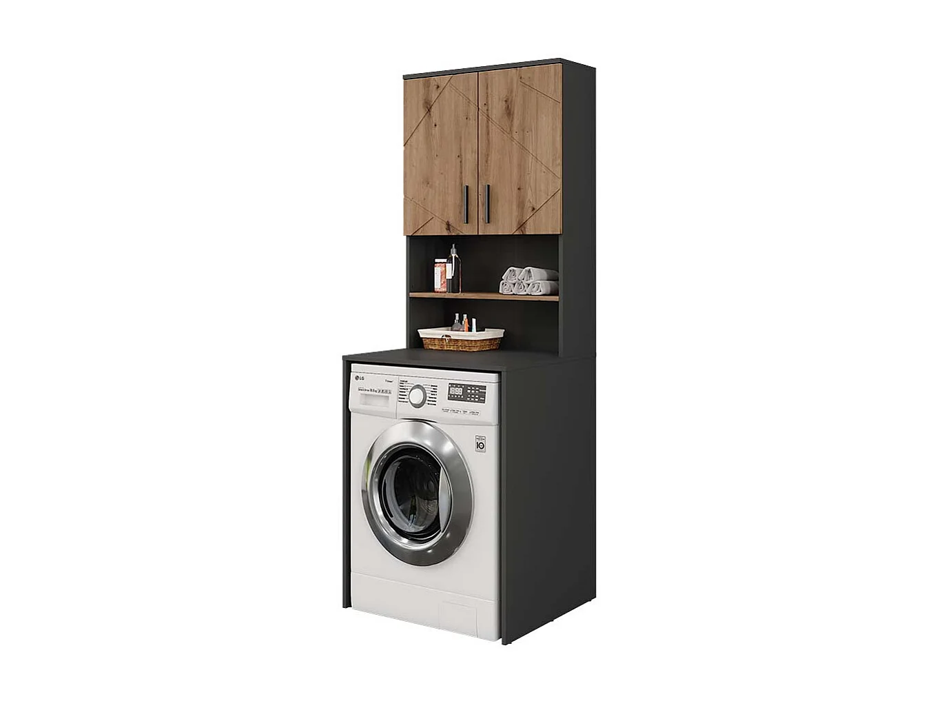 Washing machine cabinet set anthracite/golden oak 68x60.1x88.5 irma