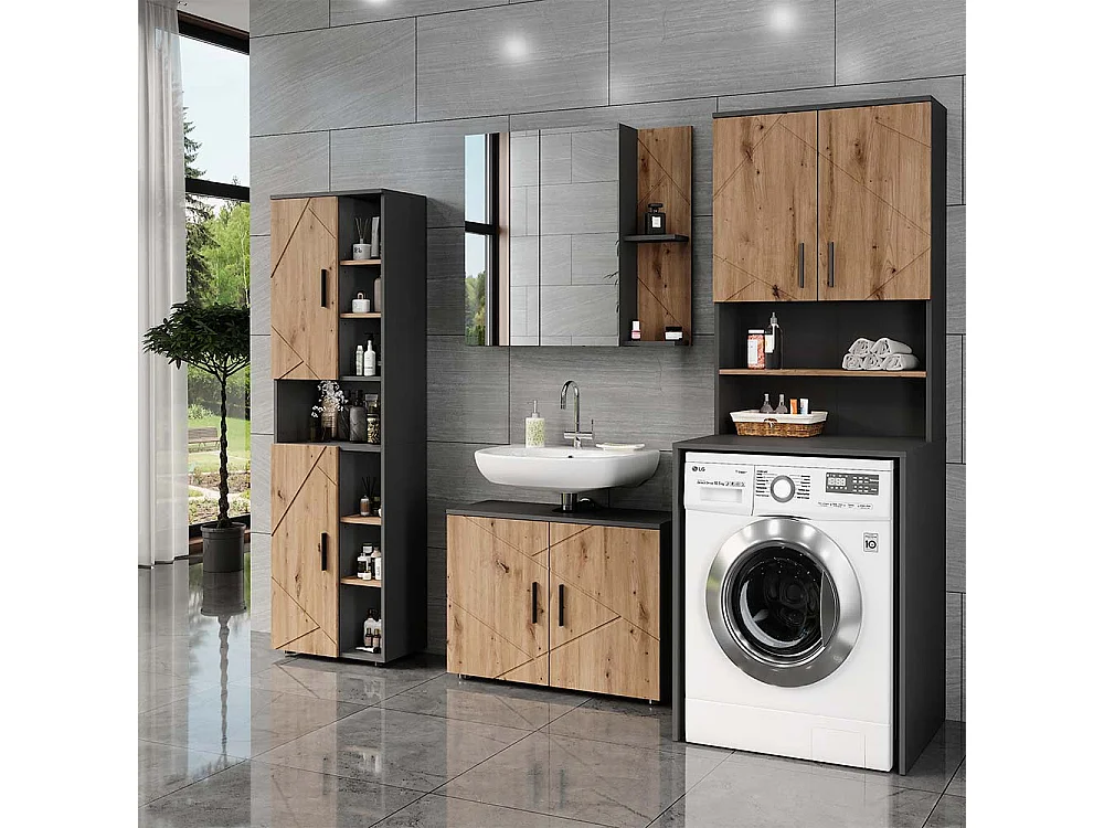 Washing machine cabinet set anthracite/golden oak 68x60.1x88.5 irma