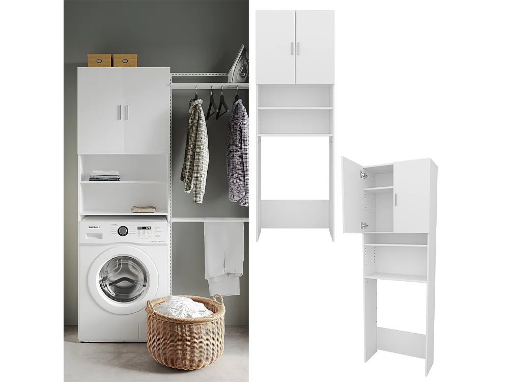 Waschmaschinenschrank weiß 64x26x190 martha