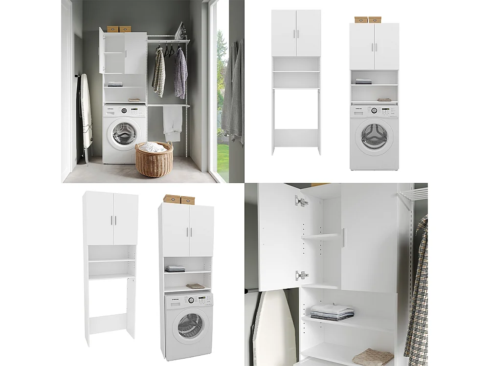 Waschmaschinenschrank weiß 64x26x190 martha