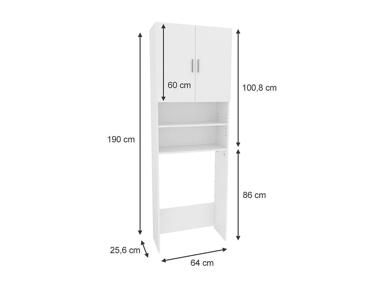 Washing machine cabinet white 64x26x190 martha
