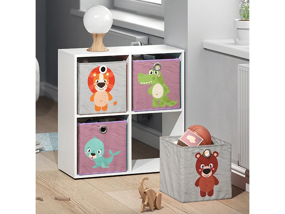 Faltbox 30x30 grau/lila 30x30x30