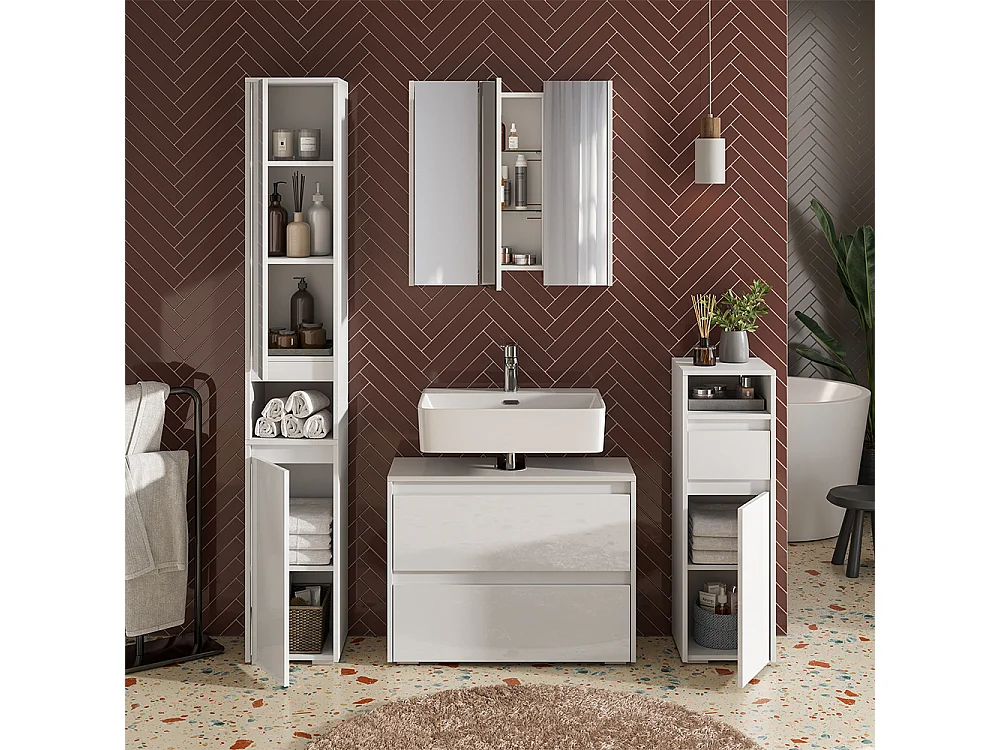 Wastafelonderkast wit/wit hoogglans 80.1x30.1x62 majest