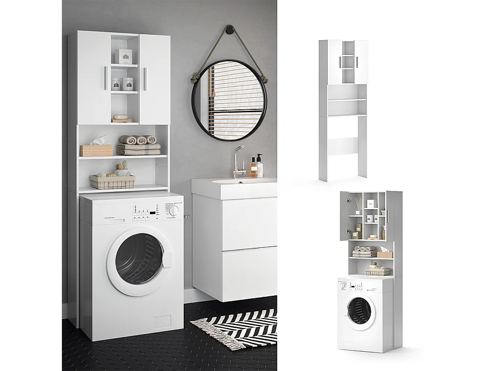 Washing machine cabinet white 64x25.6x190 luis