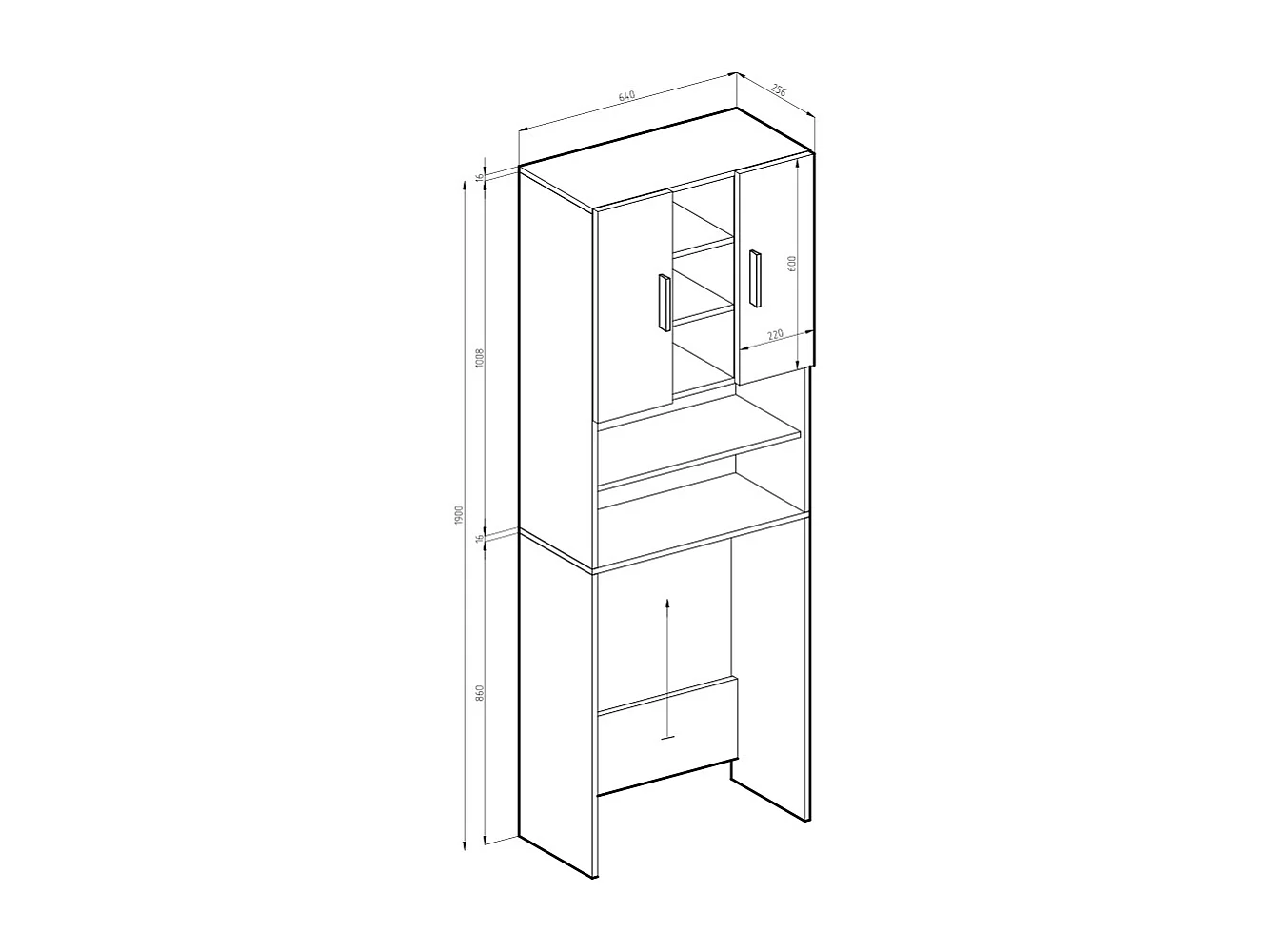 Washing machine cabinet white 64x25.6x190 luis