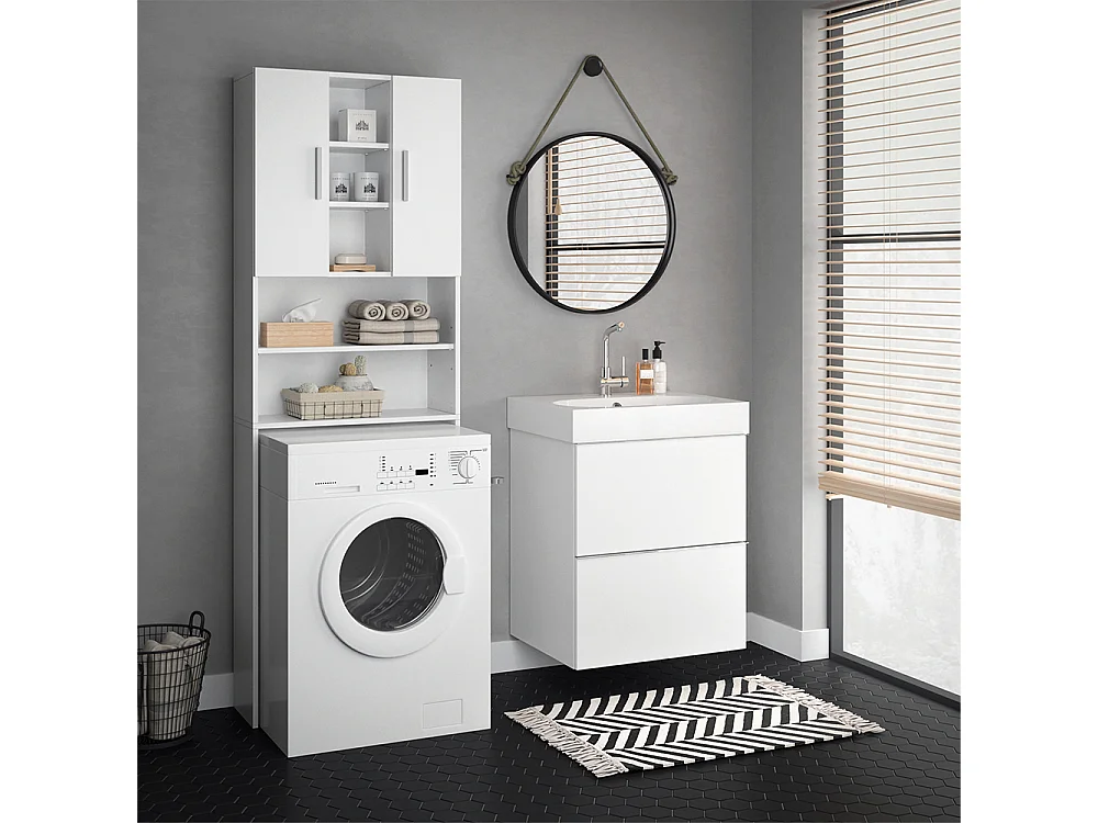 Washing machine cabinet white 64x25.6x190 luis