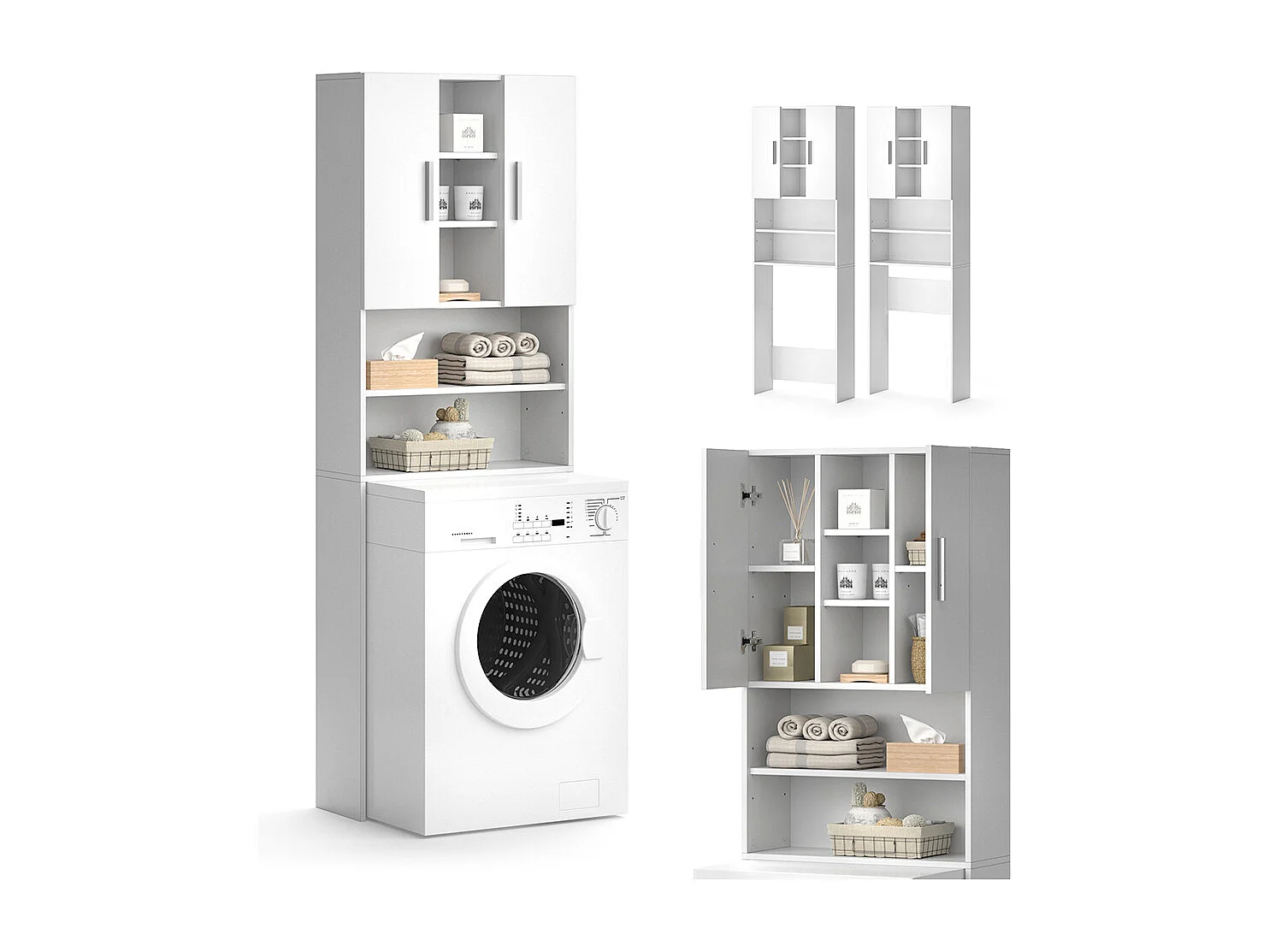 Washing machine cabinet white 64x25.6x190 luis
