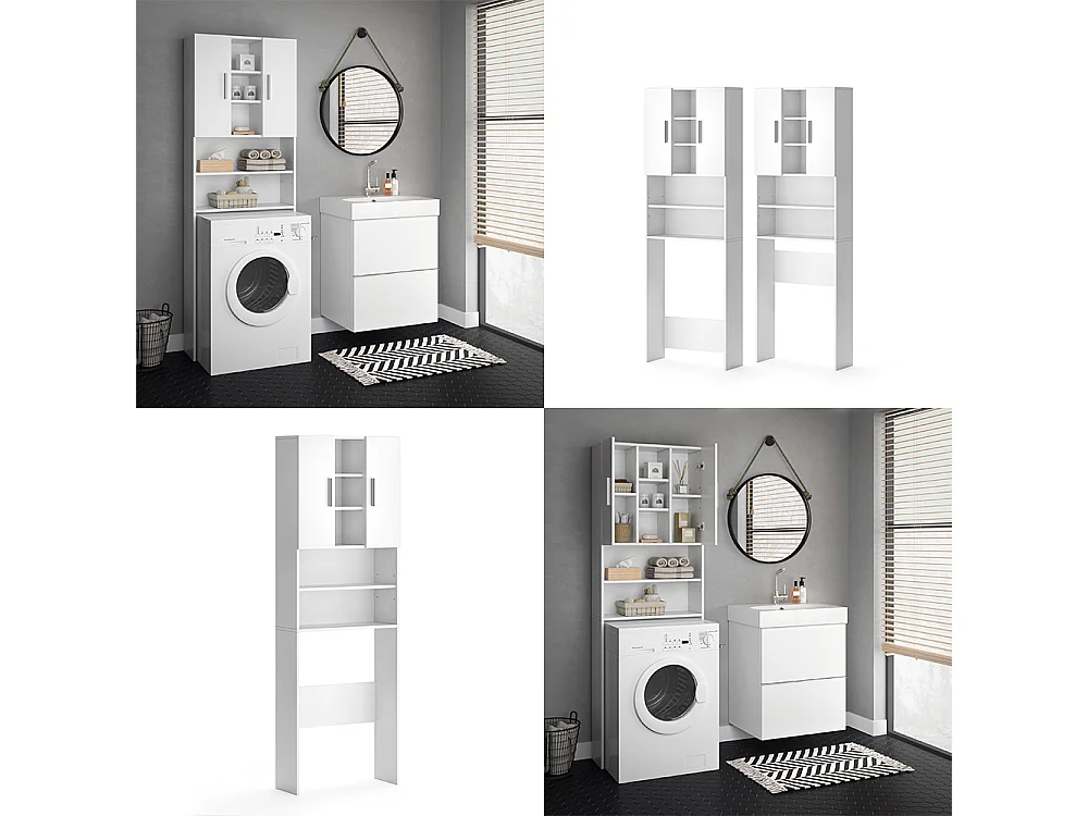 Washing machine cabinet white 64x25.6x190 luis