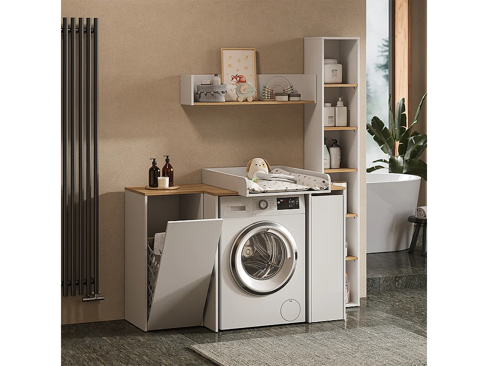 Washing machine cabinet white/artisan 93.6x60.3x88.2 viktor
