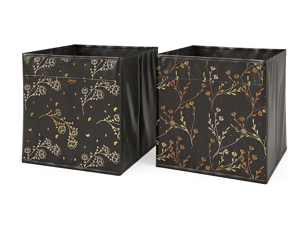 Opbergbox zwart/goud (gebloemd) 30x30x30