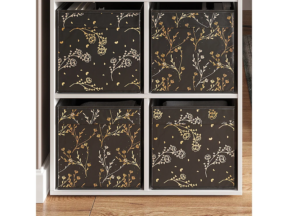 Opbergbox zwart/goud (gebloemd) 30x30x30