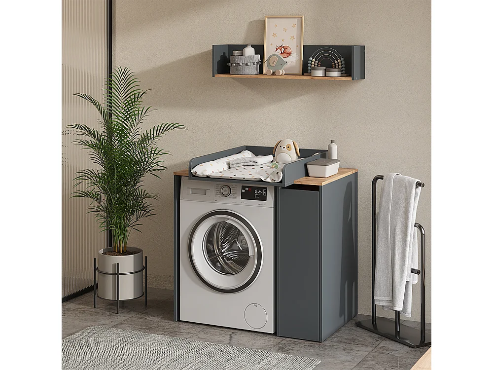 Waschmaschinenschrank anthrazit/goldkraft eiche 93.6x60.3x88.2 viktor