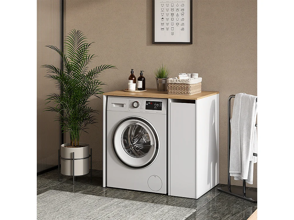 Washing machine cabinet white/artisan 93.6x60.3x88.2 viktor