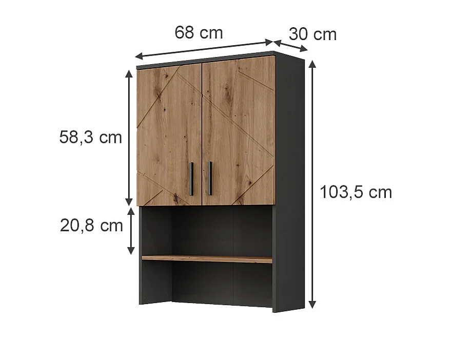 Aufbau für Waschmaschinenschrank anthrazit/artisan 68x30x103.5 irma