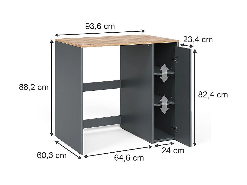 Waschmaschinenschrank anthrazit/goldkraft eiche 93.6x60.3x88.2 viktor