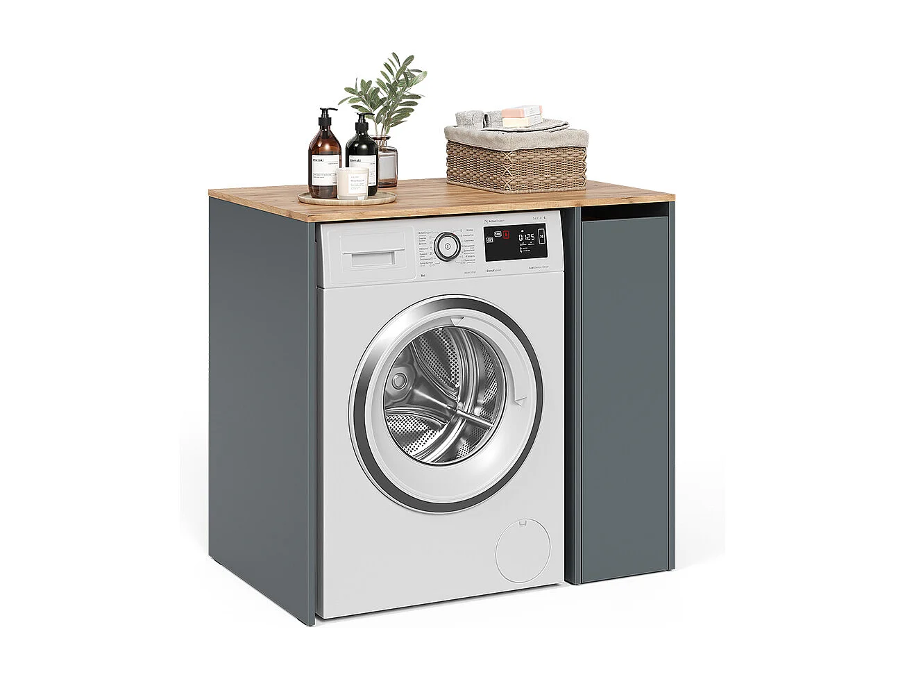 Waschmaschinenschrank anthrazit/goldkraft eiche 93.6x60.3x88.2 viktor