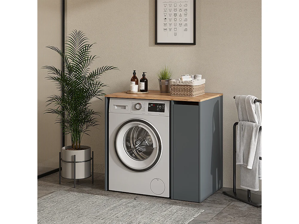 Washing machine cabinet anthracite/golden oak 93.6x60.3x88.2 viktor